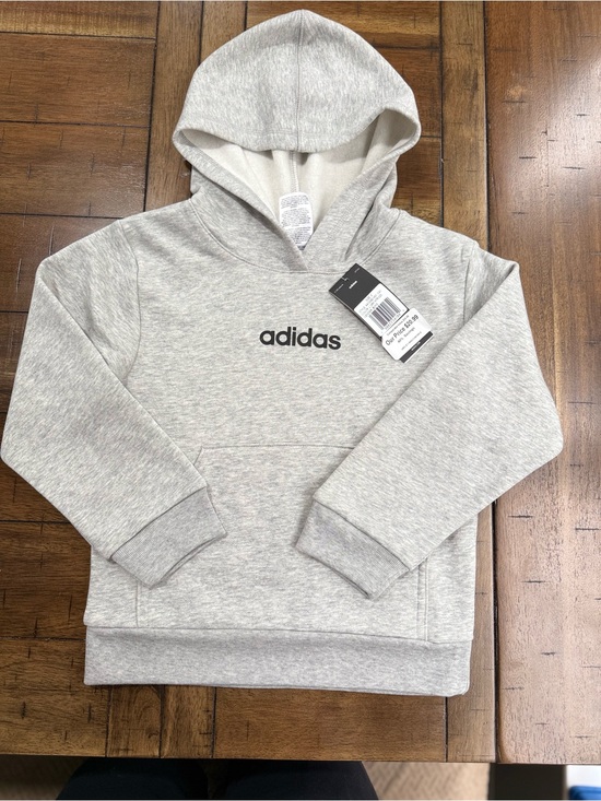 adidas Other - Adidas Boys Fleece Hoodie Light Grey Heather Logo Pullover Sweatshirt Size 5